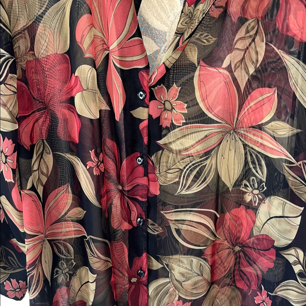 White Stag Multicolor Sheer Floral Blouse - Picture 2 of 5